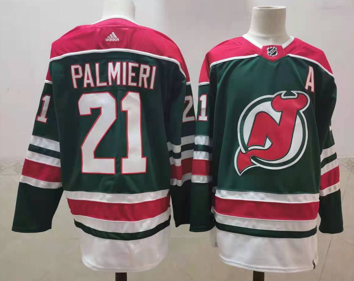 Men New Jersey Devils #21 Palmieri Green Throwback Stitched 2021 Adidias NHL Jersey->new jersey devils->NHL Jersey